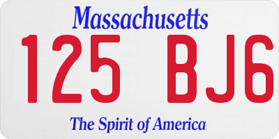 MA license plate 125BJ6
