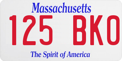 MA license plate 125BK0
