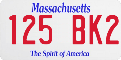 MA license plate 125BK2