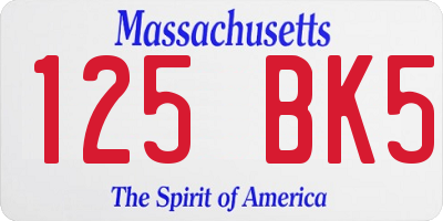 MA license plate 125BK5
