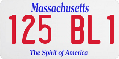 MA license plate 125BL1