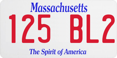 MA license plate 125BL2