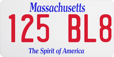 MA license plate 125BL8