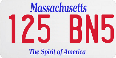 MA license plate 125BN5