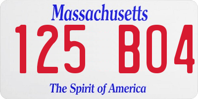 MA license plate 125BO4