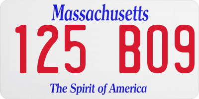 MA license plate 125BO9