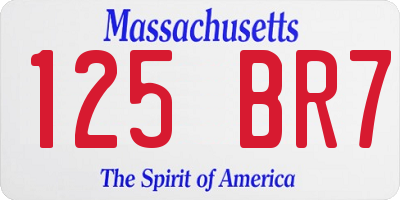 MA license plate 125BR7