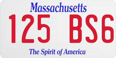 MA license plate 125BS6