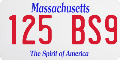 MA license plate 125BS9