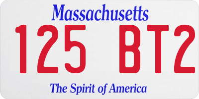 MA license plate 125BT2