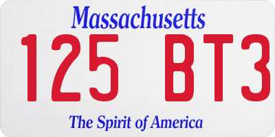 MA license plate 125BT3