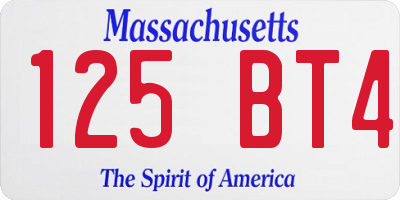 MA license plate 125BT4