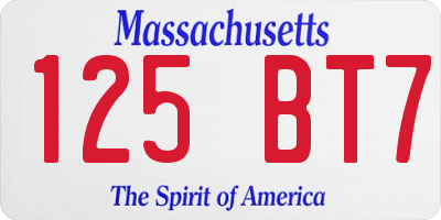 MA license plate 125BT7