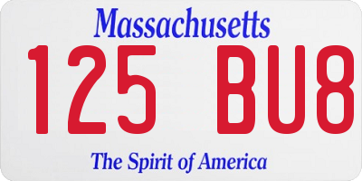 MA license plate 125BU8
