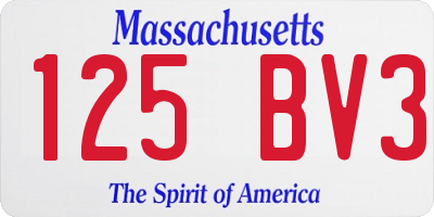 MA license plate 125BV3