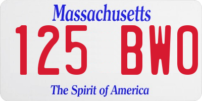 MA license plate 125BW0