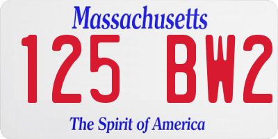 MA license plate 125BW2