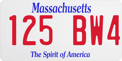 MA license plate 125BW4