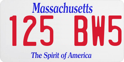 MA license plate 125BW5