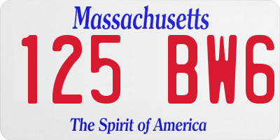 MA license plate 125BW6