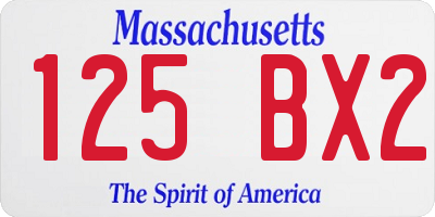 MA license plate 125BX2