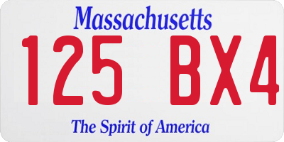 MA license plate 125BX4