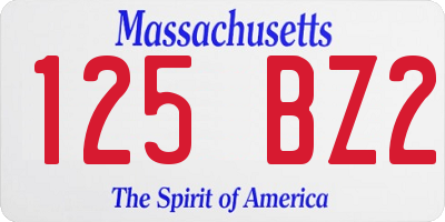 MA license plate 125BZ2