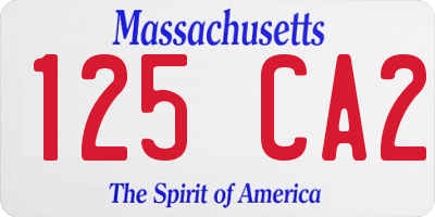 MA license plate 125CA2
