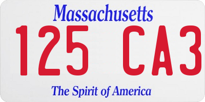 MA license plate 125CA3