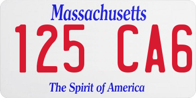 MA license plate 125CA6