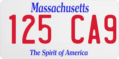 MA license plate 125CA9