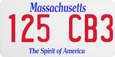 MA license plate 125CB3