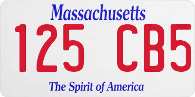 MA license plate 125CB5