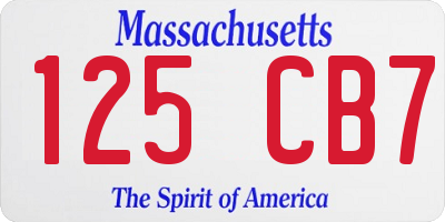 MA license plate 125CB7