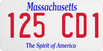 MA license plate 125CD1