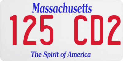 MA license plate 125CD2