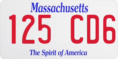 MA license plate 125CD6