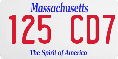 MA license plate 125CD7