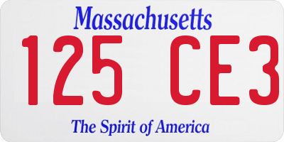 MA license plate 125CE3
