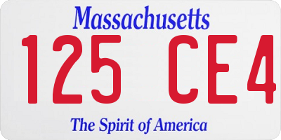 MA license plate 125CE4
