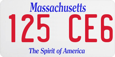 MA license plate 125CE6