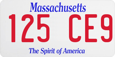 MA license plate 125CE9