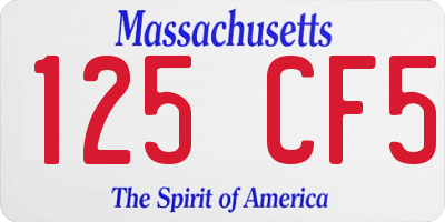 MA license plate 125CF5