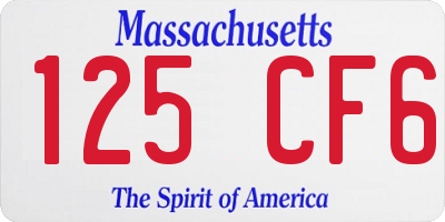 MA license plate 125CF6