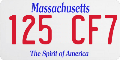 MA license plate 125CF7