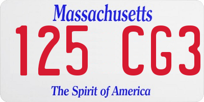 MA license plate 125CG3