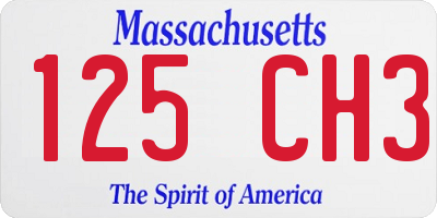 MA license plate 125CH3