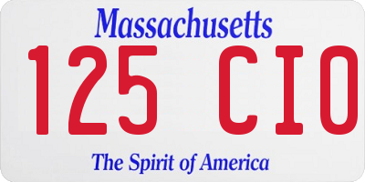MA license plate 125CI0