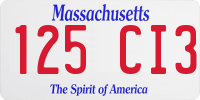 MA license plate 125CI3