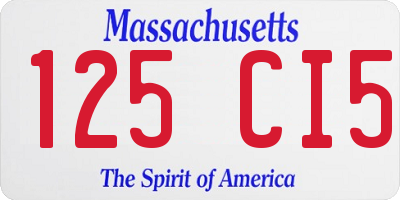 MA license plate 125CI5